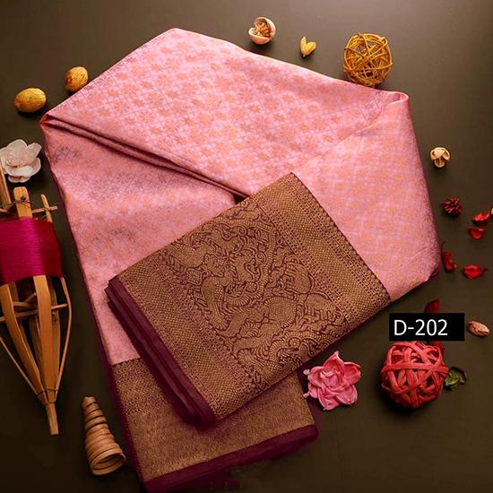 Indian Traditional Soft Lichi Silk Saree With Jecquard Weaving