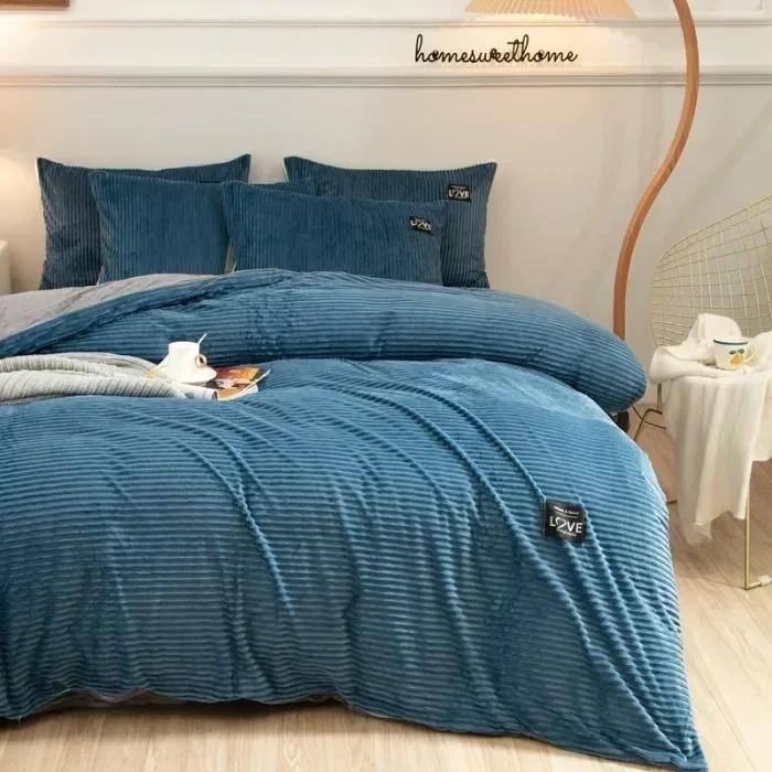 Solid Color Winter Warm Velvet Duvet Cover Thicken Bed Quilt Cover Twin Queen King Size Bedding 150/180/200/220cm Funda Nórdica
