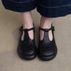 Sheepskin Version~ Fashionable Retro Simple Round Head Platform Mary Jane Shoes Women's Commuting Versatile Black Small Leather Shoes Single Shoes