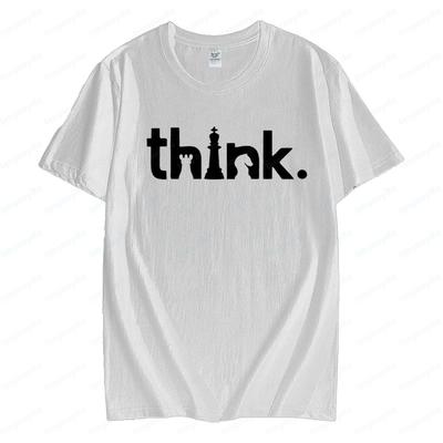 Think Chess Shirt Matching Chess Player Creative Gift TShirt Minimalist Gambit TShirt Men Women Crewneck Cotton Short Sleeve