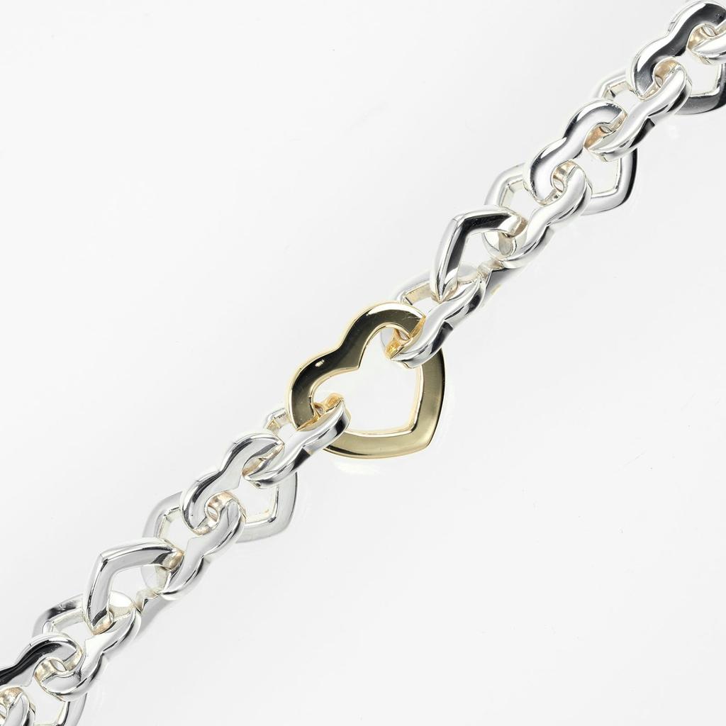 TIFFANY&Co. Heart link Bracelet Wrist Size6.4" Silver925/K18 yellow gold 33.79g Women Used
