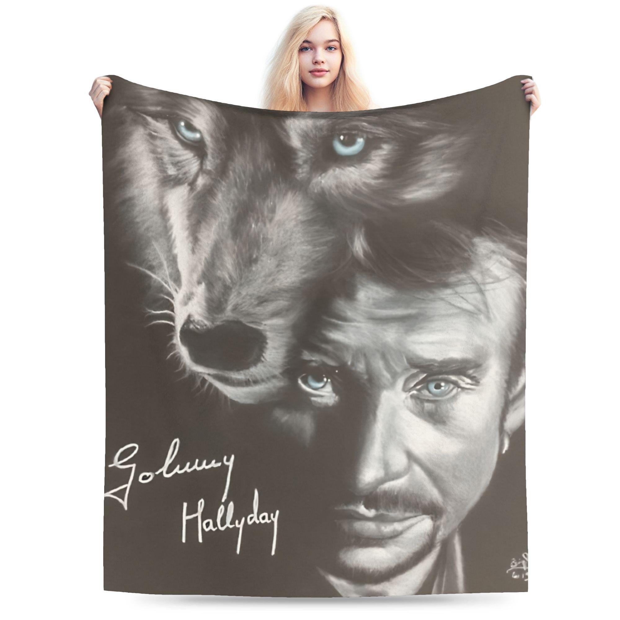 

Johnny Hallyday Super Soft Blanket Boy Girl Plush Throw Blanket Aesthetic Living Room Flannel Bedspread Sofa Bed Cover 75x90cm