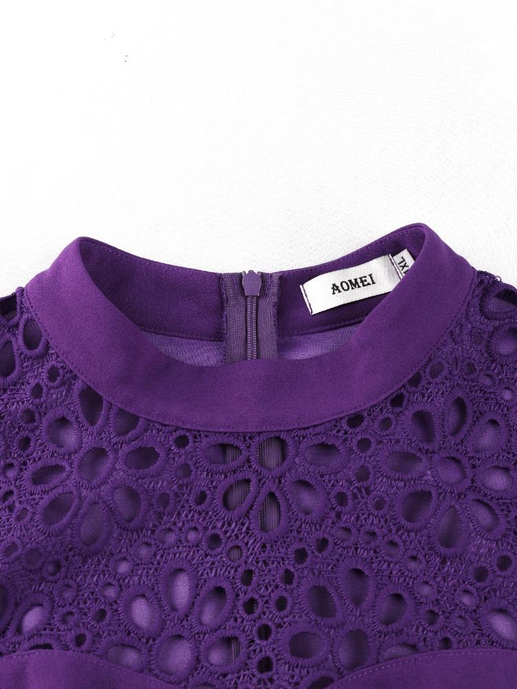 Elegant Women Church Dresses Bodycon Lace Patchwork Hollow Out Peplum Long Sleeves Classy Evening Party Wedding Guest