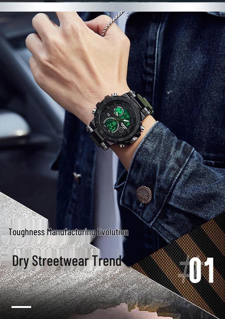 SANDA Men's Waterproof Sporty Digital Watch - Trendy, Cool, and Multifunctional for Teenagers and Students