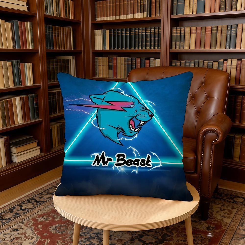 

Funny M-Mr B-Beast-ES Logo cushion cover Home Office Birthday Anniversary Gifts Soft Skin Friendly Cushion Cover 55cmx55cm