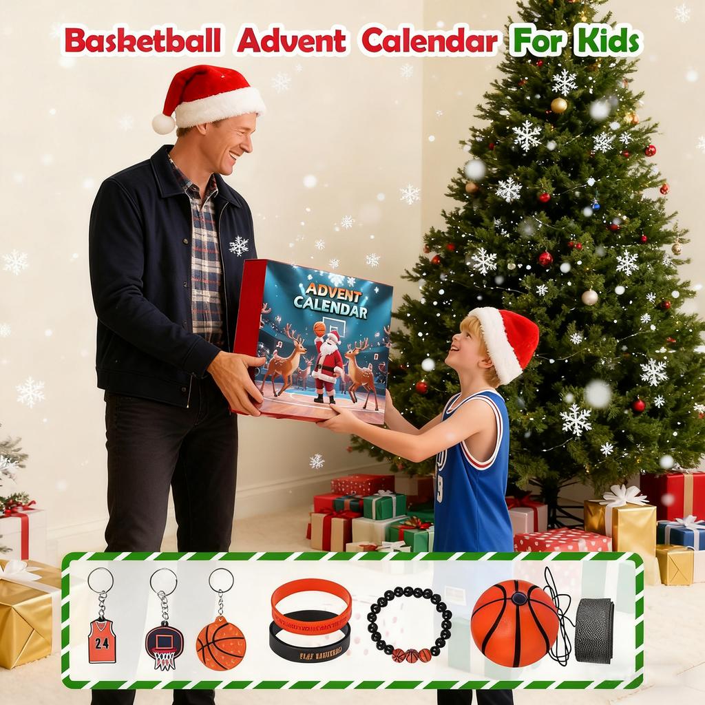 Basketball Advent Calendar Countdown Set – 24-day Sports-themed Gift Box For Teenagers With Mini Hoop Toys, Accessories Surprise