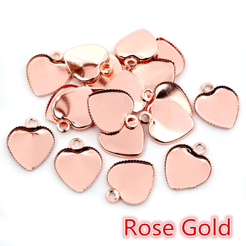 30 Stück 12mm Edelstahl Eisen Material Herz Leere Basis Fassung Passend für 12mm Herz Cabochon Anhänger Fassschalen DIY Schmuckzubehör