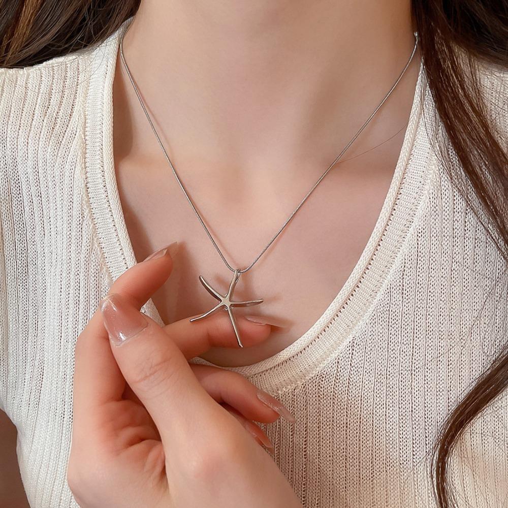 Beach Sea Series Bohemian Starfish Choker Shell Pearl Shell Pearl Chain Necklace Girls Couple