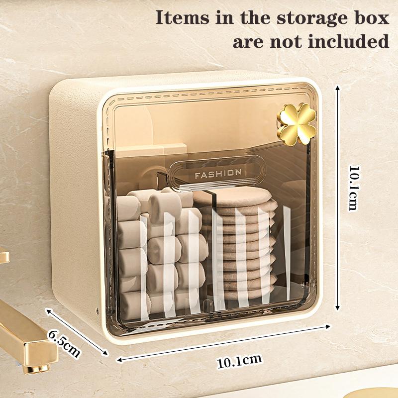 Bathroom Mirror Cabinet Storage Box Cosmetic Cotton Wall-Mounted Transparent Cotton Swab Box Lipstick Rack