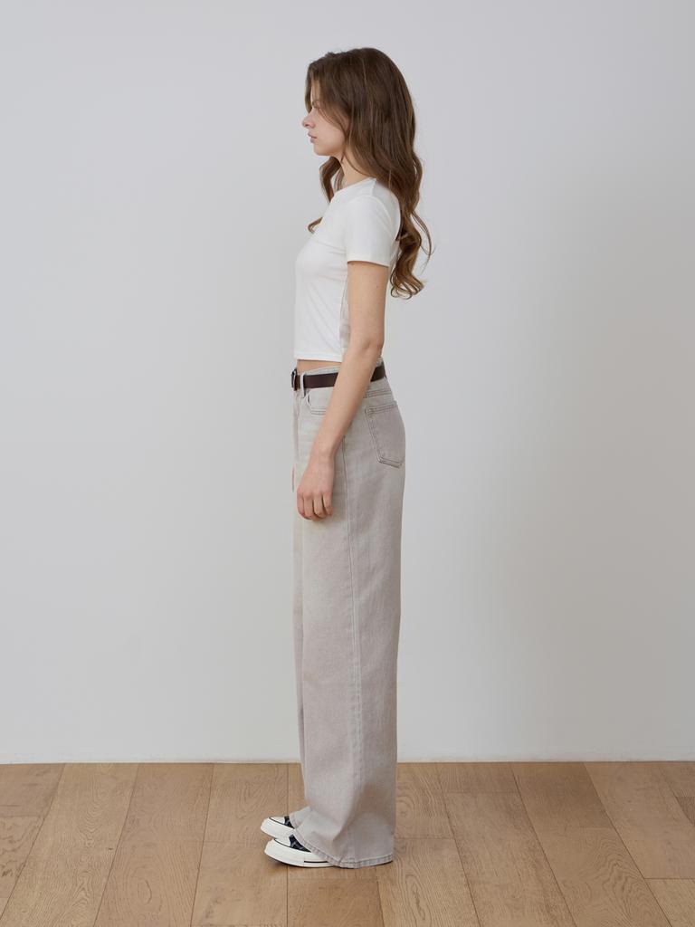 Kkomma Cmj13 Soft Beige Wide Straight Pants