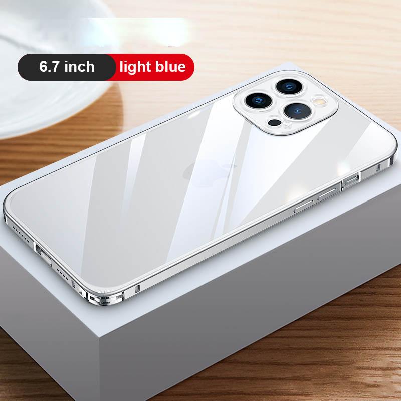 Transparent Magnetic Phone Case for iPhone 13 Pro Max 13 Pro Wireless Charging Cover For iPhone 12 12 Pro Max Magnet Aluminum Alloy Frame Case
