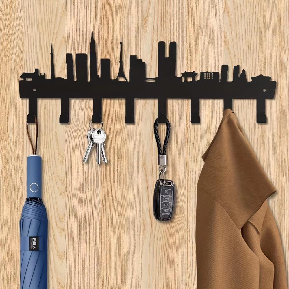 City Silhouette Key Hooks - Multi-Purpose for Clothes Bags in Household, Decorative Holder for Living Room Wall