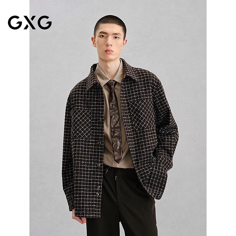 GXG Men's Brown Tweed-Style Shirt Jacket
