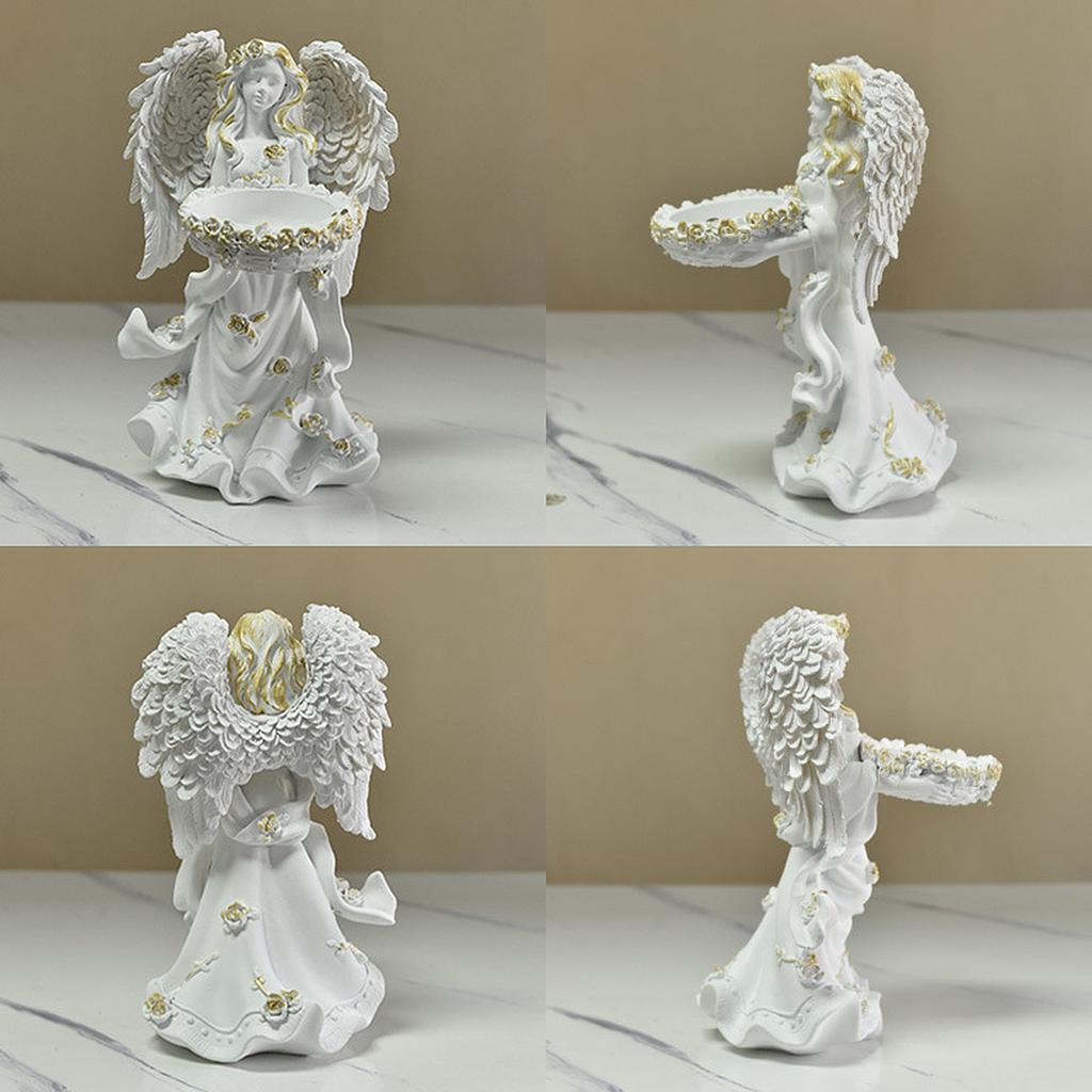 Angel Candle Holder Resin Decorative Props Handmade Sculpture Cute Figurine Fairy Candle Ornaments Office