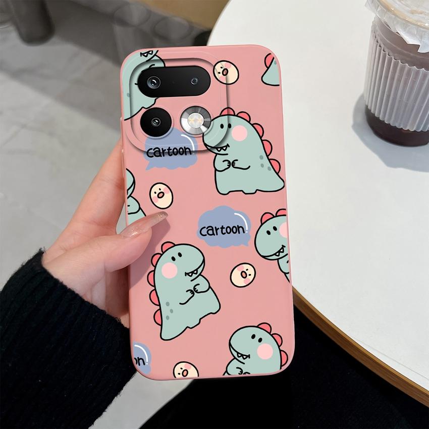 For Oppo Realme 16 14 15 Pro Plus C85 OPPO Reno 15 Pro 15F A6X Phone Case Lovely Dinosaur Camera Coverage Lightweight Soft Liquid Silicone Back Covers