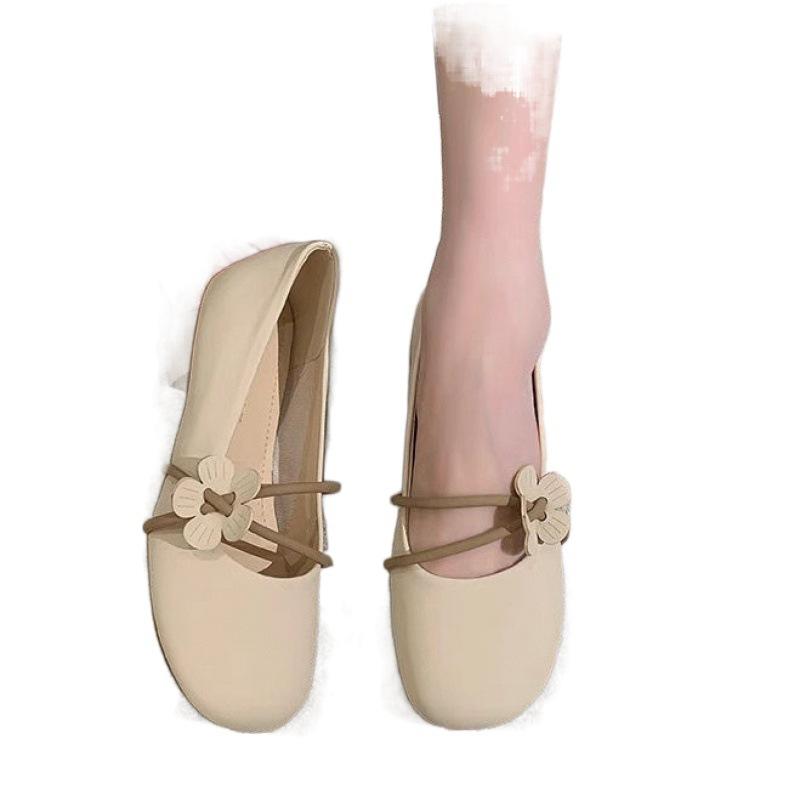 Retro Mary Jane shoes for women's summer wear 2025 new French soft-soled mid-heeled beanie shoes, small leather shoes for pregnant women