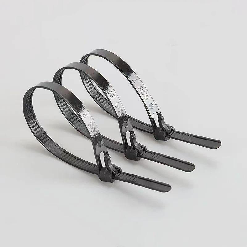 100 Stuks Verwijderbare Recyclebare Zwart Wit Gesp Kabelbinders Herbruikbare Kabelbanden Kabel Lock Lus Nylon Ties