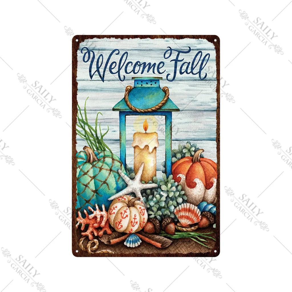 Welcome Home Vintage Metal Tin Sign Garden Wall Decor Metal Poster Sweet Home Tin Sign Family Farm Beach Hut Metal Plates Pla