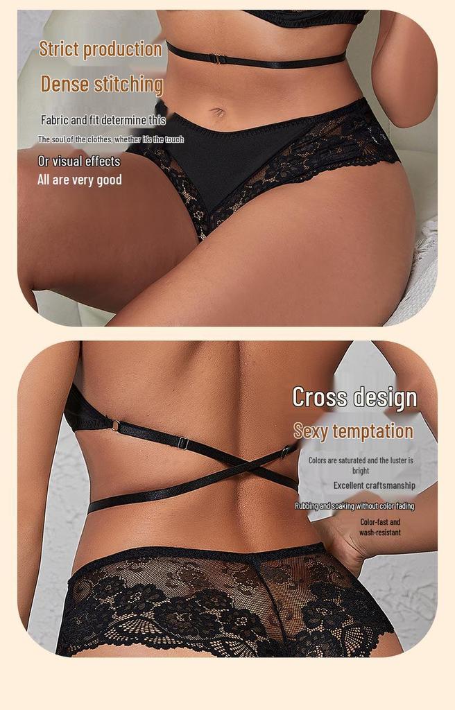 Black Lace Halter Bra & Panty Lingerie Set