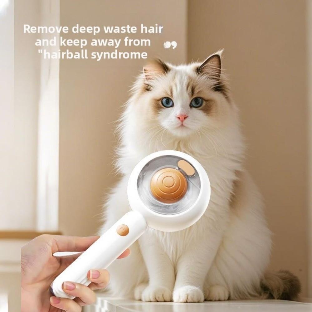 Portable Plastic Cat Steam Brush Spray Nozzle Release Button Hair Removal Comb Ergonomic Handle Pet Grooming Brush Pet Supplies