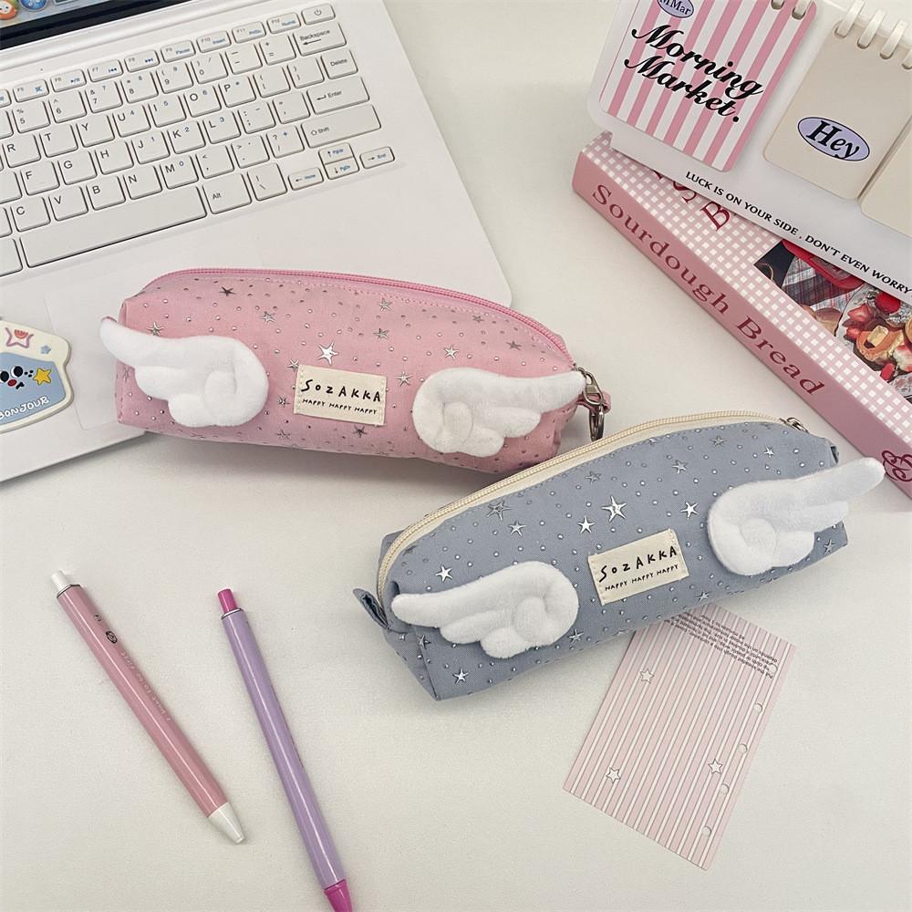 Angel Wings Star Pencil Case Large Capacity Storage Organizer For Students