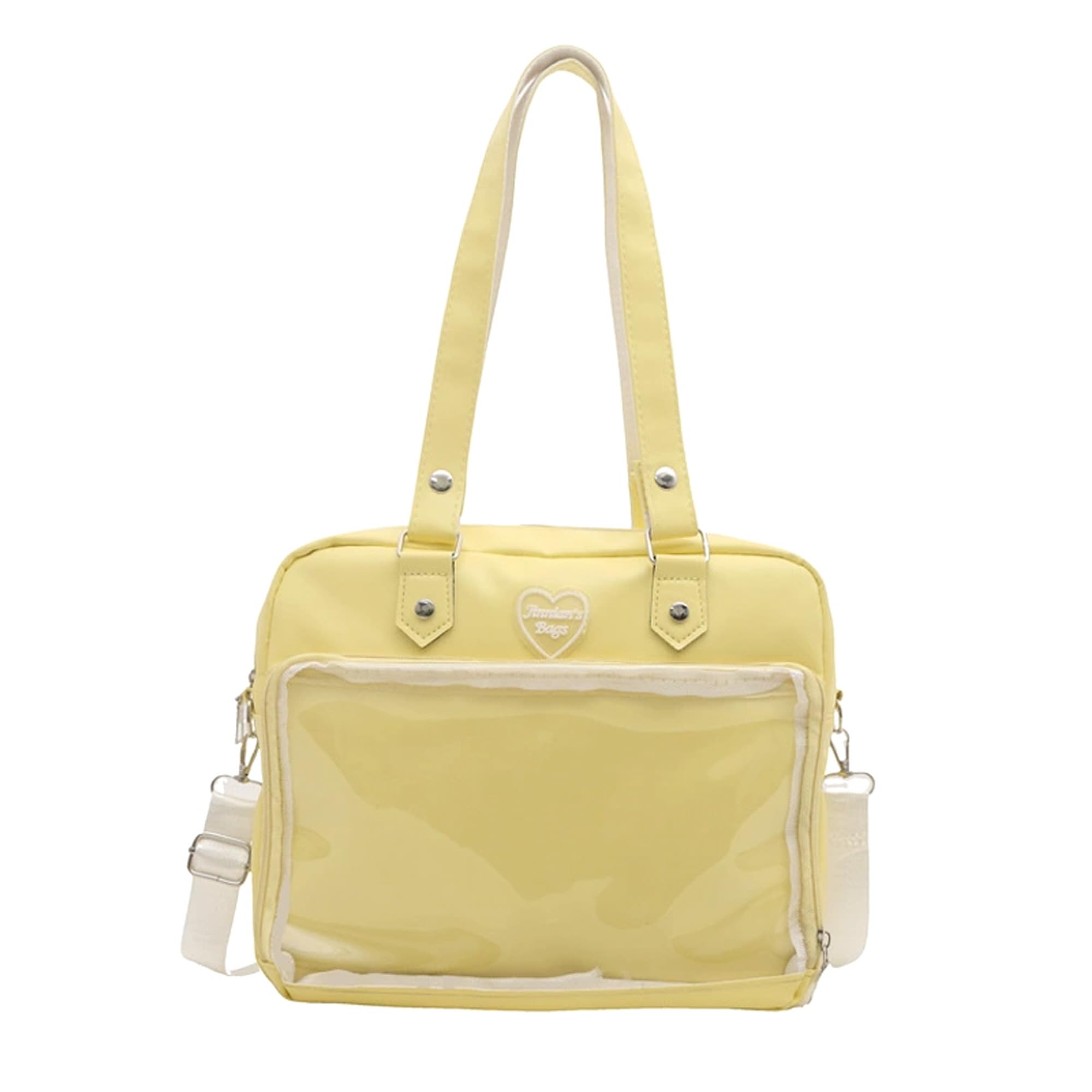 

Heart Logo Ita Bag with Shoulder Yellow G-Trigger Strap, Small, Adult, Clear, [Used]