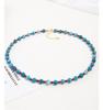Blue Phosphorite & Garnet Sterling Silver Necklace & Bracelet Set - Elegant Natural Stone Jewelry for Women