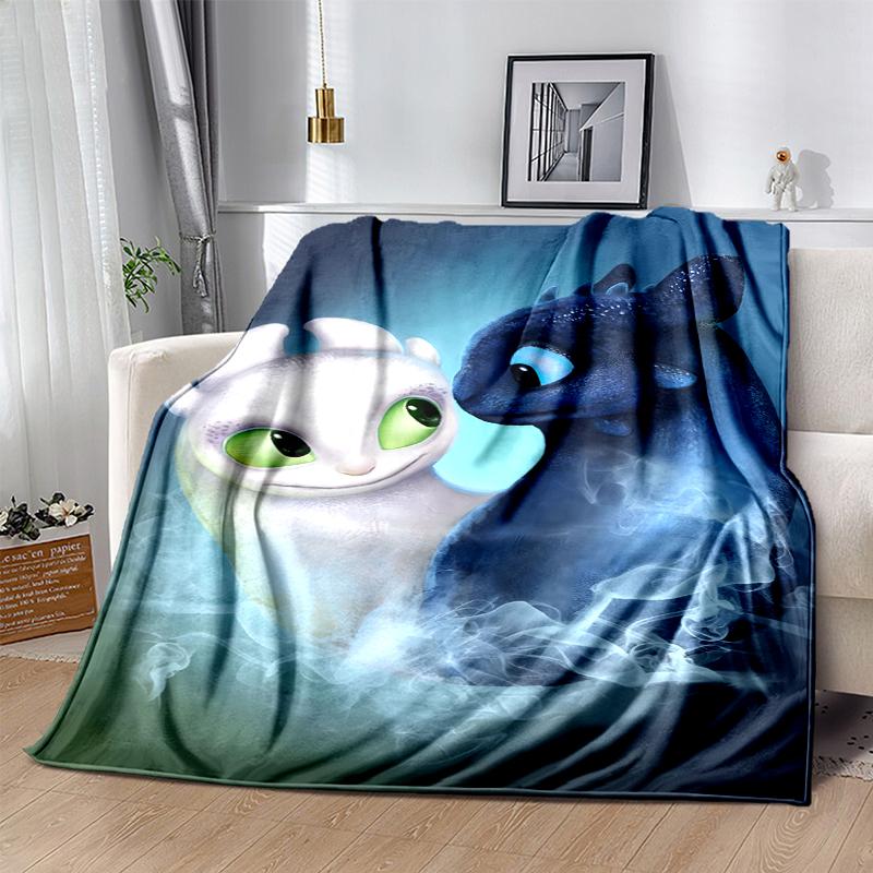 Toothless Flannel Blanket Soft Warm All-Season Throw, Design for Camping, Car Travel, Hiking Sofa, Bed, Office Perfect Gift for Parties