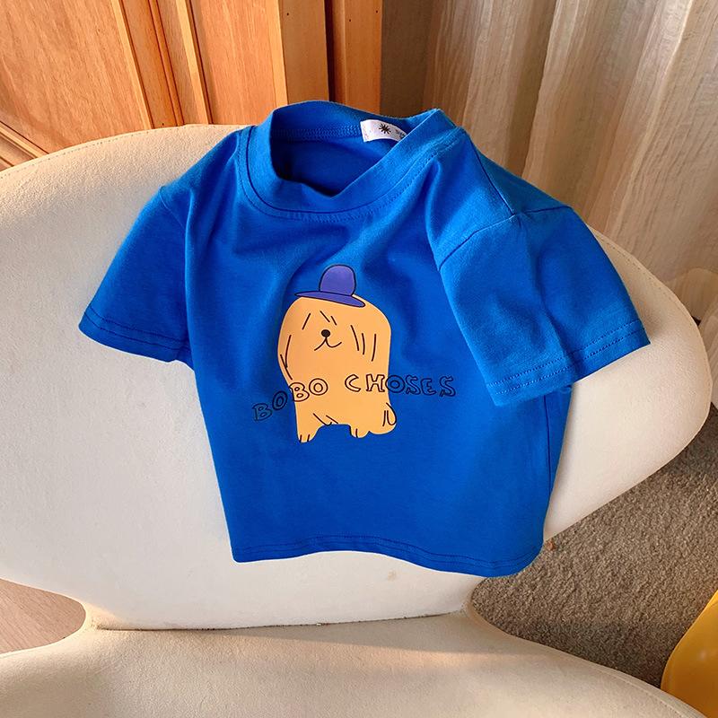 Girls' Casual T-shirt - Summer Children's Cute Pure Cotton Round-neck Top