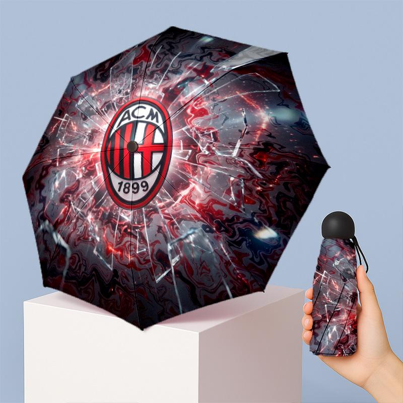 AC Milan Pattern Printed Mini 5 Folds 8 Ribs Compact Umbrella Windproof Waterproof Lightweight Portable Folding