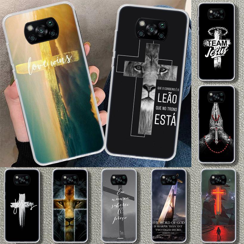 God Jesus Pray Cross Phone Case Cover for Xiaomi Poco X6 X5 X7 Pro F7 Ultra Redmi 15C 15 13C 13 12C 12 10C 10 10A 9C 9A 9T 9 Coq