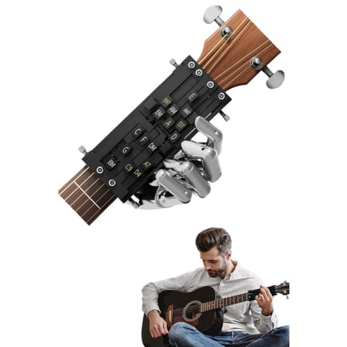 YFFSFDC Guitar Chord Presser, One-Key Guitar Chord Aid, Learning System, Practical Teaching Tool, Assistant, Family Guitar Learning Aid