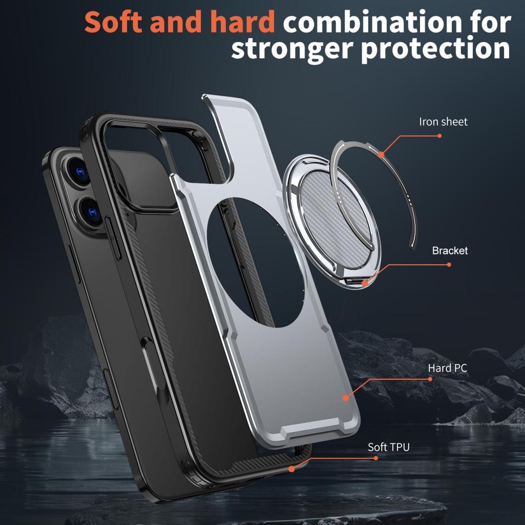 360° Rotate Bracket Military Shockproof Phone Case For iPhone 16 E 15 14 Plus 13 12 Pro Max 11 XR Car Magnetic For Magsafe Cover