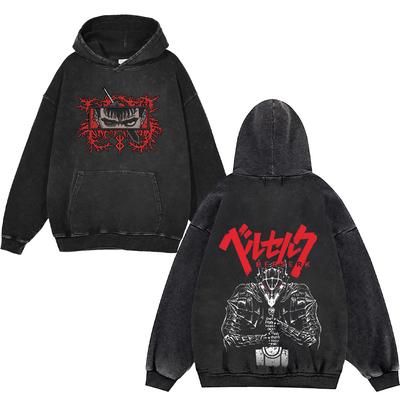 Berserk Anime Oblečenie Vnútornosti Tlač Muži Ženy Vintage Manga Mikiny Praná Bavlna Mikina Harajuku Muž Nadmerná veľkosť Streetwear
