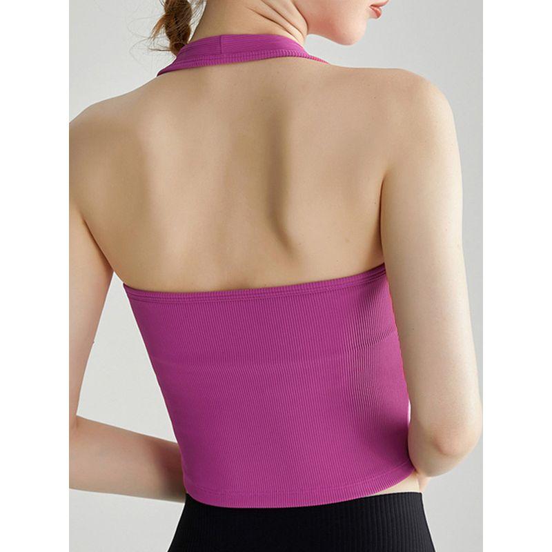 2026 New European and American Style Sexy Halter Neck Women's Push-Up Running Fitness Bra Outerwear Waist-Cinching Yoga Tank Top