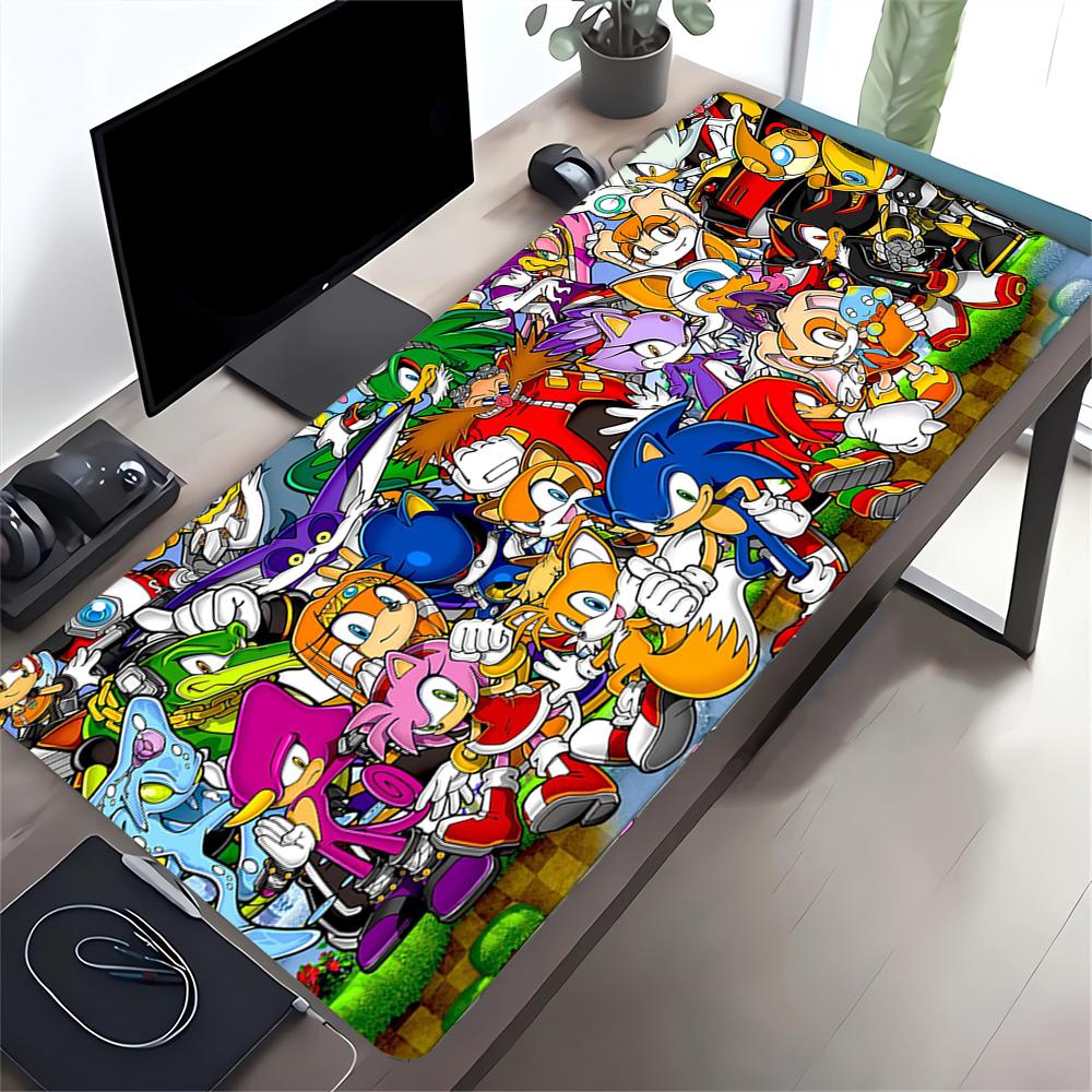 Sonic Hedgehog Characters Large Gaming Mouse Pad Nonslip Rubber Base Waterproof Desk Mat For Office Pc Laptop