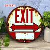 Vintage Round Aluminum Sign Rustic Exit Direction Metal Tin Sign for Home Garage Cafe Wall Decor