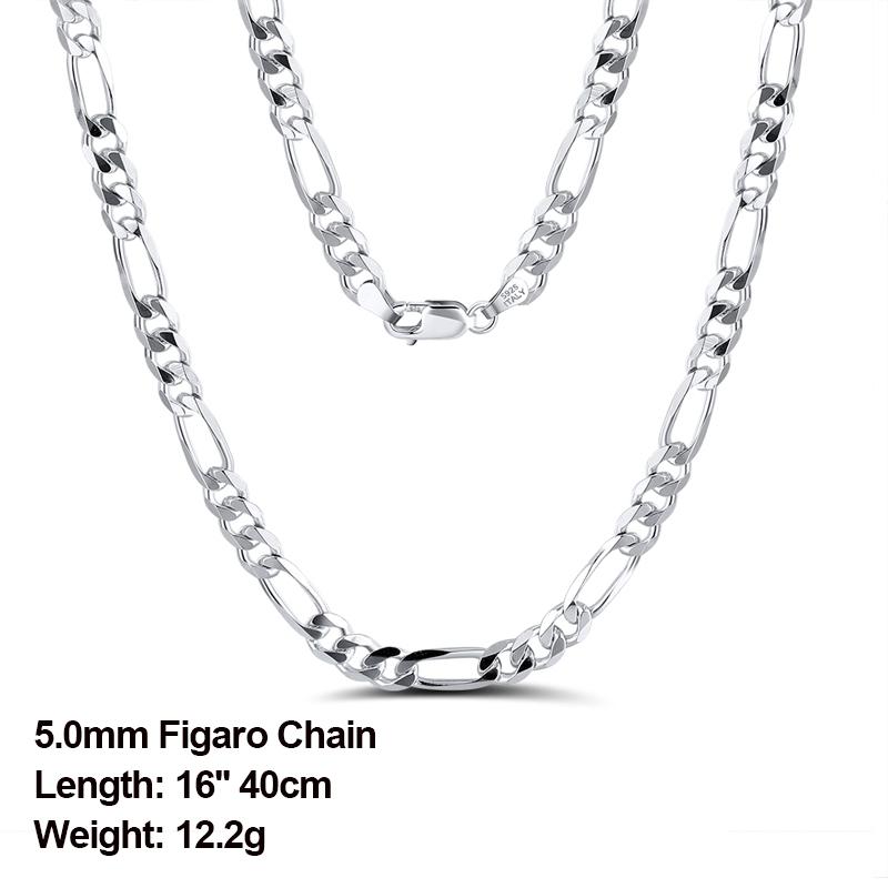 ORSA JEWELS Italian 925 Sterling Silver Diamond-Cut Figaro Chain Necklace S925 Silver Craft Men Women Neck Chains Jewelry SC34
