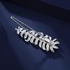 Elegant Feather Design Hair Clip Cubic Zirconia Full Paved 925 Silver Hairpin Daily Hair Accessories
