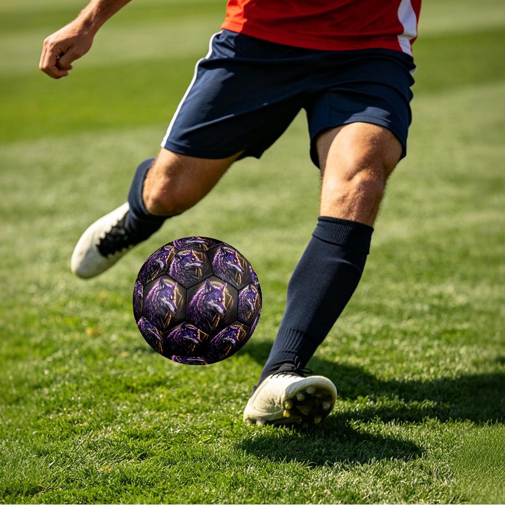 1pc Wolf Spirit Art Theme Soccer Ball Football, Size 5, Lightweight PVC, Outdoor Training Soccer Ball,Gift j60417