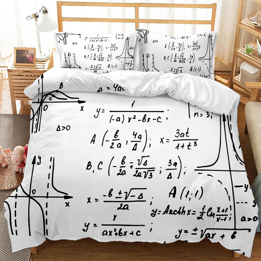 Sada povlaku na přikrývku s matematickým vzorcem velikosti Queen Sada ložního prádla s matematickým vzorcem Chlapec Dívka Vzdělávací Měkký Polyesterový Povlak na Přikrývku