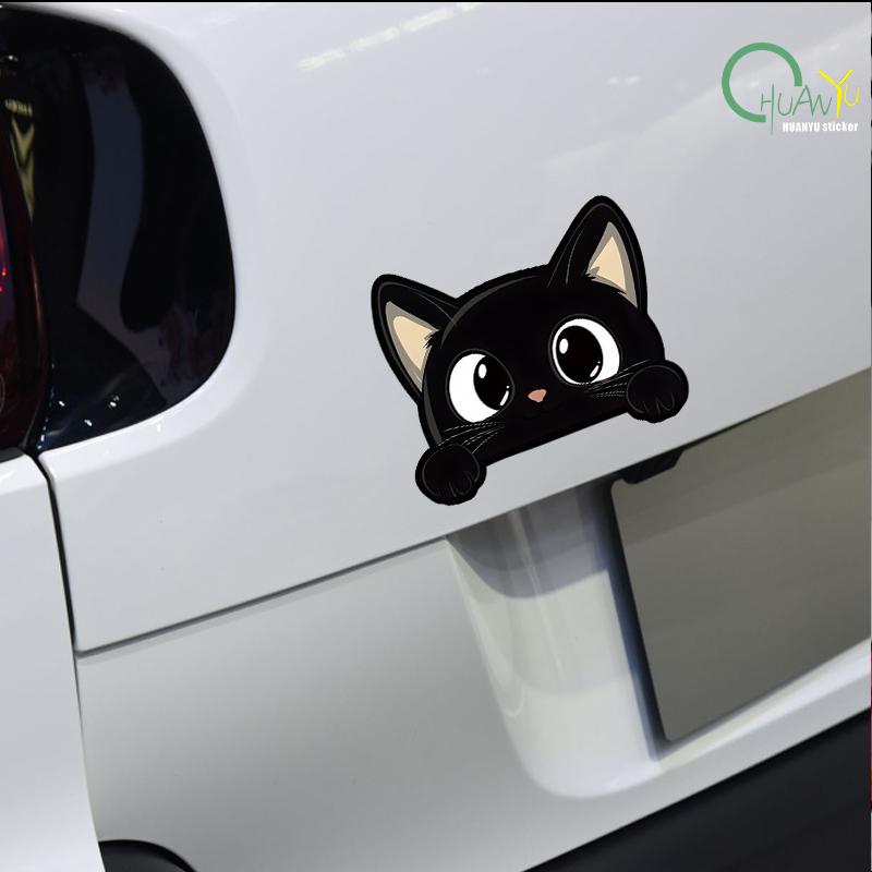 Black Kitten Cartoon Cute Car Body Scratch Cover Personal Creative Waterproof Electric Bike Motorcycle Sticker Decal
