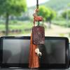 Rosewood & Peach Wood Car Pendant with Buddha/Guanyin Plaque - High-End Tassel Car Decoration
