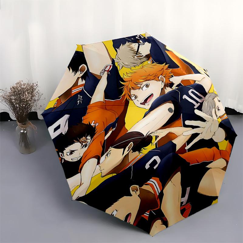 1pc Haikyuu!! Volleyball Team Umbrella - Automatic Opening & Closing, Portable 3-Fold Design, 8-Bone Iron Frame, Outdoor, Perfect Gift for Fans, Trave