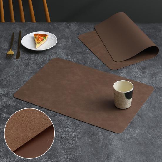 Faux Leather Placemat Waterproof Heat-Resistant Non-slip Heat Insulation Dishwasher Safe Rectangle Dining Table Protection Decoration Pad Kitchen