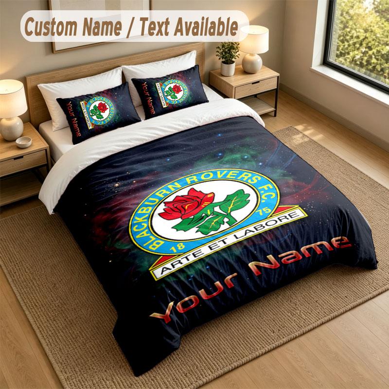 Bedding Set 1 Duvet Cover 2 Pillowcases Blackburn Rovers Football Print Soft Bed Linen Bedroom Decor