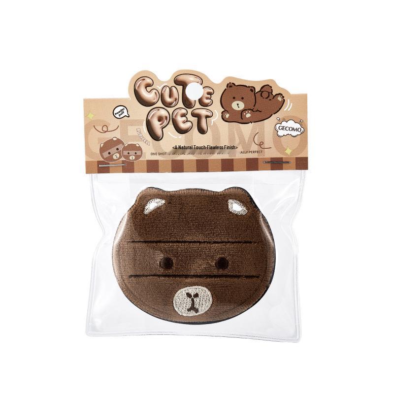 Мягкая и безопасная для кожи пуховка в виде Медвежонка: Расширяется в воде, Долго держится, Не скатывается