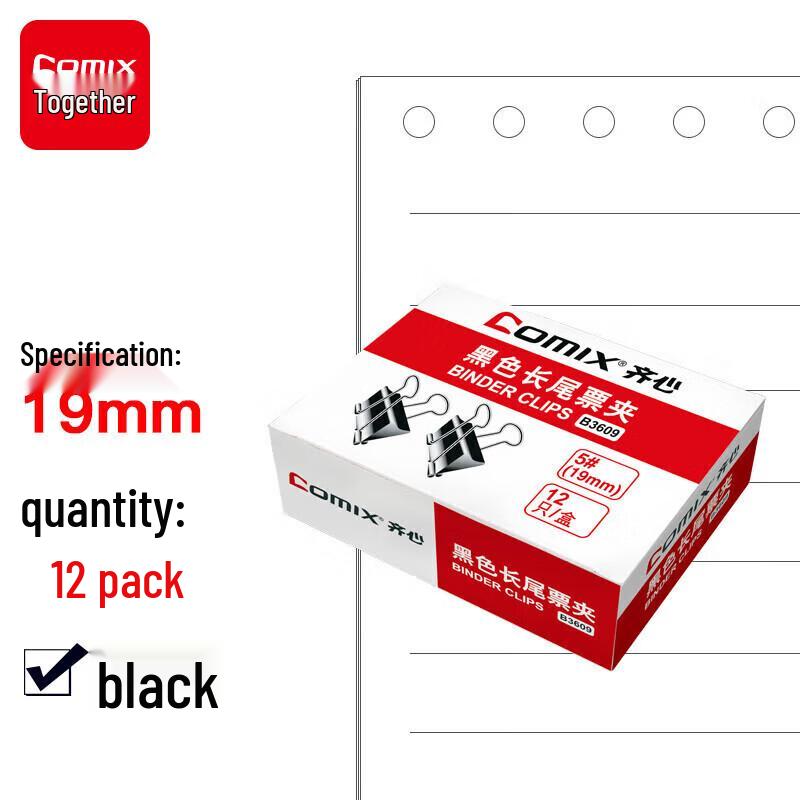 COMIX B3609 19mm Binder Clips
