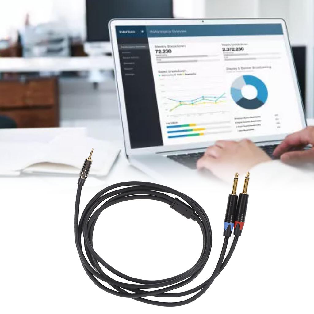 3.5mm 1Celsius8 Inch Male To Dual 6.35mm 1Celsius4 Inch TS Male Cable Stereo 1Celsius4 To 1Celsius8 Cable for Amplifier Mixer