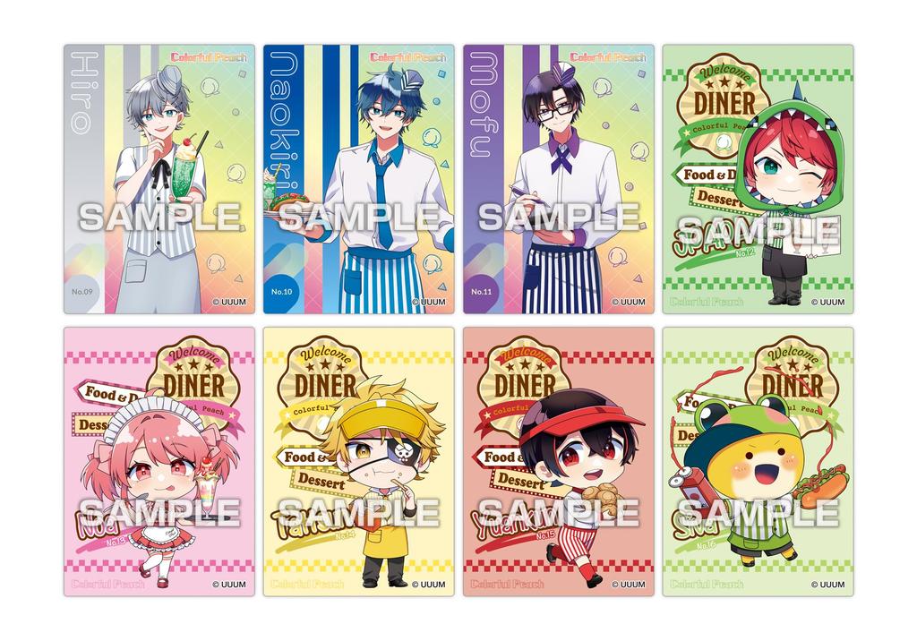 Ensky Colorful Peach Clear Card Collection Gum Karapichi Diner BOX - - 16-pack (Candy Toy)